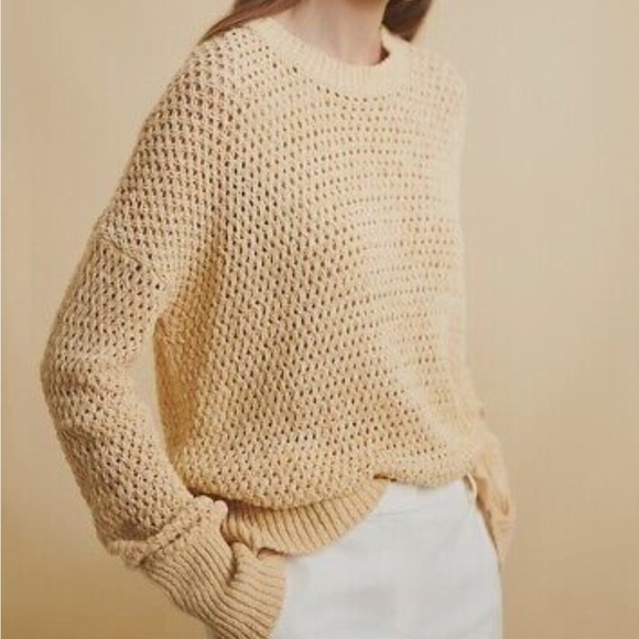 Theory Sughero Karenia Crochet Sweater in butter color